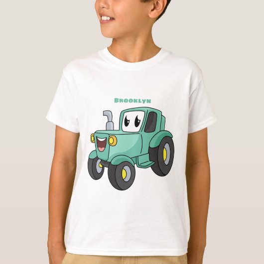 かわいいハッピーグリーントラクター漫画 Tシャツ (正面)
