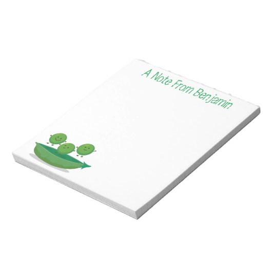 かわいいハッピーグリーンピースとポッド漫画イラストレーション ノートパッド (回転)