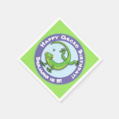 かわいいハッピーグリーンgecko登山漫画 スタンダードカクテルナプキン (角)