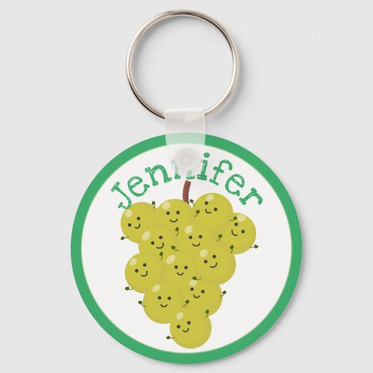 かわいいハッピーグレープバンチ漫画イラストレーション キーホルダー (正面)