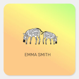 かわいいハッピーケニアゼブラス スクエアシール