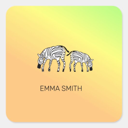 かわいいハッピーケニアゼブラス スクエアシール (正面)