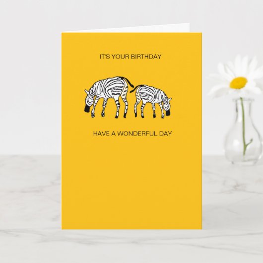 かわいいハッピーケニアゼブラ誕生日カード カード (小さな植物)