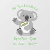 かわいいハッピーコアラなびく漫画イラストレーション ウィンドウサイン (シート)