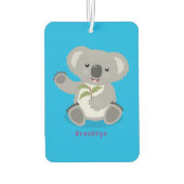 かわいいハッピーコアラなびく漫画イラストレーション カーエアーフレッシュナー (裏面)