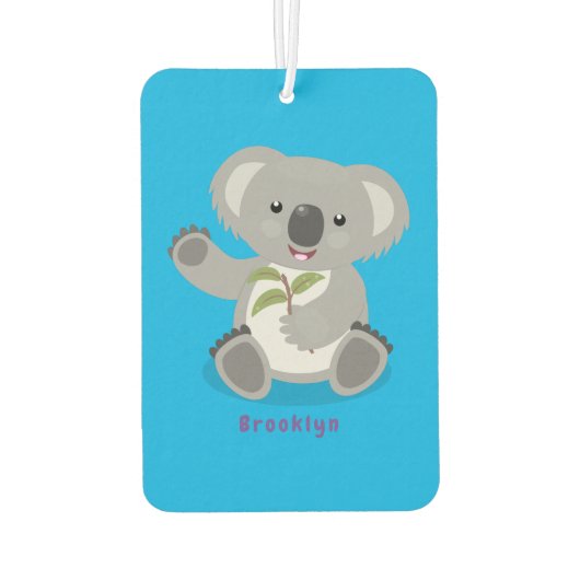 かわいいハッピーコアラなびく漫画イラストレーション カーエアーフレッシュナー (裏面)