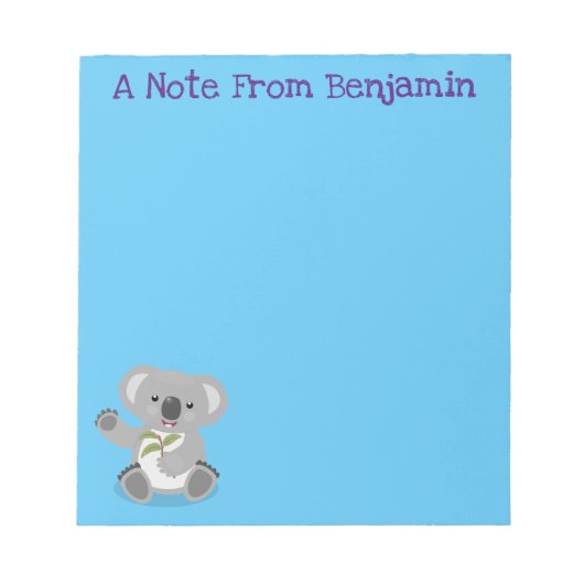 かわいいハッピーコアラなびく漫画イラストレーション ノートパッド (正面)