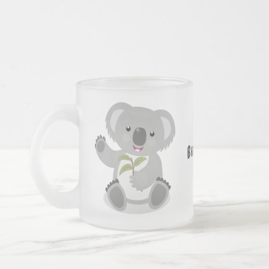 かわいいハッピーコアラなびく漫画イラストレーション フロストグラスマグカップ (左)