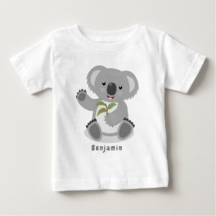 かわいいハッピーコアラなびく漫画イラストレーション ベビーTシャツ