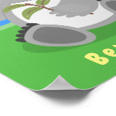 かわいいハッピーコアラなびく漫画イラストレーション ポスター (角)