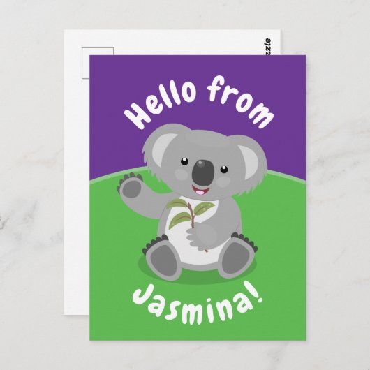 かわいいハッピーコアラなびく漫画イラストレーション ポストカード (正面/裏面)