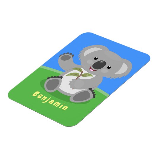 かわいいハッピーコアラなびく漫画イラストレーション マグネット (左側)