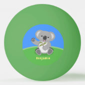 かわいいハッピーコアラなびく漫画イラストレーション 卓球ボール (裏面)