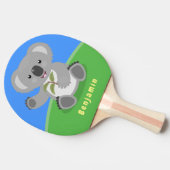 かわいいハッピーコアラなびく漫画イラストレーション 卓球ラケット (横)