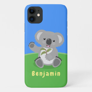 かわいいハッピーコアラなびく漫画イラストレーション iPhone 11 ケース