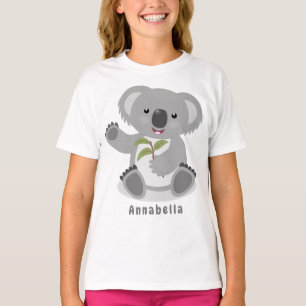 かわいいハッピーコアラなびく漫画イラストレーション Tシャツ