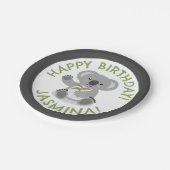 かわいいハッピーコアラパーソナライズされたマンガの誕生日 ペーパープレート (アングル)