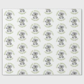 かわいいハッピーコアラパーソナライズされたマンガの誕生日 ラッピングペーパー (フラット)