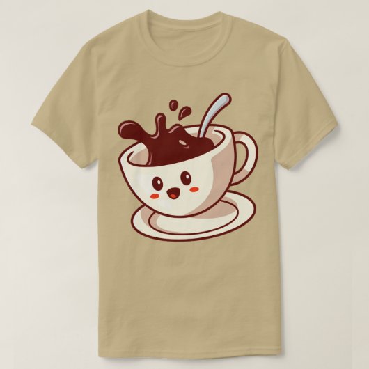 かわいいハッピーコーヒーカップ漫画1 Tシャツ (デザイン正面)