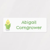 かわいいハッピーコーンパーソナライズされた漫画 ラベル (デザイン1)