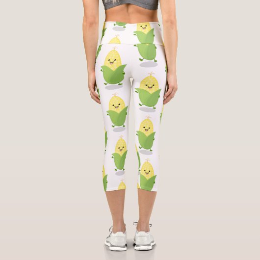 かわいいハッピーコーン漫画イラストレーション カプリレギンス (裏面)