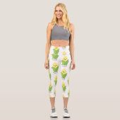 かわいいハッピーコーン漫画イラストレーション カプリレギンス (正面)