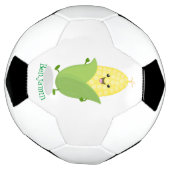 かわいいハッピーコーン漫画イラストレーション サッカーボール (回転)