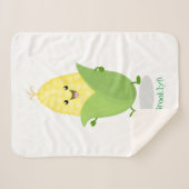 かわいいハッピーコーン漫画イラストレーション シェルパブランケット (正面(横))