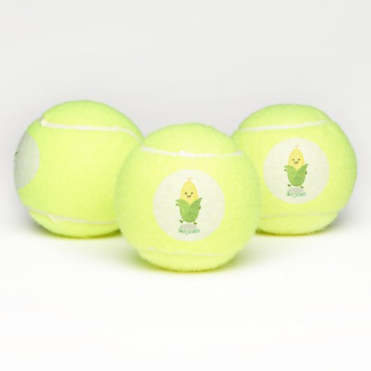 かわいいハッピーコーン漫画イラストレーション テニスボール (マルチ)