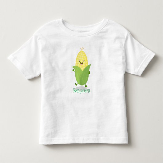 かわいいハッピーコーン漫画イラストレーション トドラーTシャツ (正面)