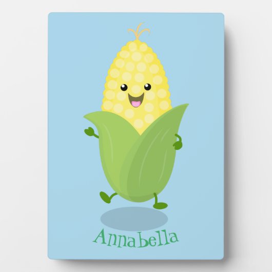 かわいいハッピーコーン漫画イラストレーション フォトプラーク (正面)