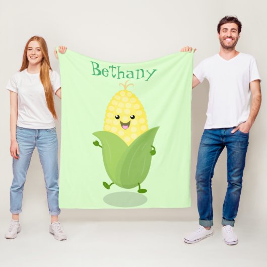 かわいいハッピーコーン漫画イラストレーション フリースブランケット (インサイチュ)