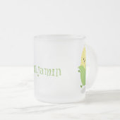 かわいいハッピーコーン漫画イラストレーション フロストグラスマグカップ (正面右)