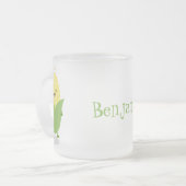 かわいいハッピーコーン漫画イラストレーション フロストグラスマグカップ (正面左)