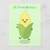 かわいいハッピーコーン漫画イラストレーション ポストカード (正面)