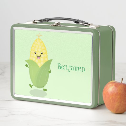 かわいいハッピーコーン漫画イラストレーション メタルランチボックス (インサイチュ)