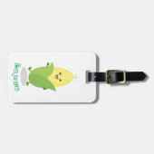 かわいいハッピーコーン漫画イラストレーション ラゲッジタグ (正面横)