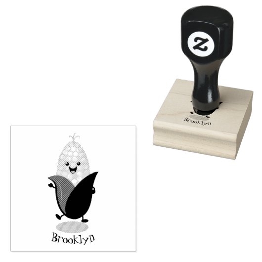 かわいいハッピーコーン漫画イラストレーション ラバースタンプ (押印)