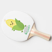 かわいいハッピーコーン漫画イラストレーション 卓球ラケット (横)