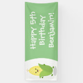 かわいいハッピーコーン漫画イラストレーション 横断幕 (縦)