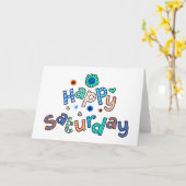 かわいいハッピーサタデーウィーク挨拶文字式 カード (黄色い花)