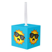 かわいいハッピーサンとサングラス キューブオーナメント (裏面アングル)