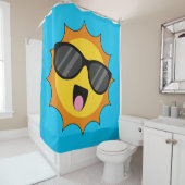 かわいいハッピーサンとサングラス シャワーカーテン (インサイチュ)