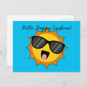 かわいいハッピーサンとサングラス |追加文字 シーズンポストカード (正面/裏面)