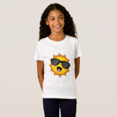 かわいいハッピーサンとサングラス Tシャツ (正面フル)