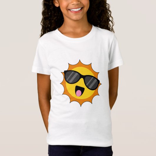 かわいいハッピーサンとサングラス Tシャツ (正面)