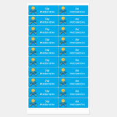 かわいいハッピーサンクラウド虹の漫画パーソナライズされた ラベル (シート)