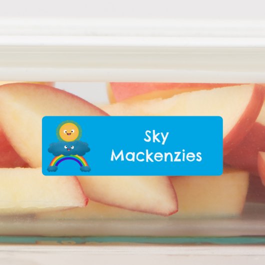 かわいいハッピーサンクラウド虹の漫画パーソナライズされた ラベル (貼付)