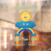 かわいいハッピーサンクラウド虹の漫画 ウィンドウサイン (シート2)