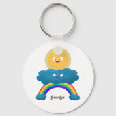 かわいいハッピーサンクラウド虹の漫画 キーホルダー (正面)